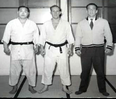 Takahiko Ishikawa, Hal Sharp, and Maurice Gruel at the Keishicho, Tokyo Police Dojo