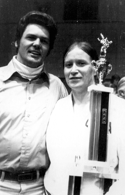 Maureen Braziel with Sensei George Hamlin - First Place - 1974 trials for first Women's Judo National Championships