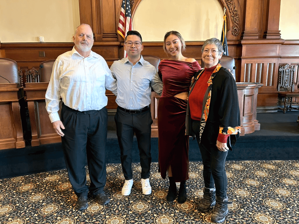 The family: Don, Alan, Yushan Cai, and Janet