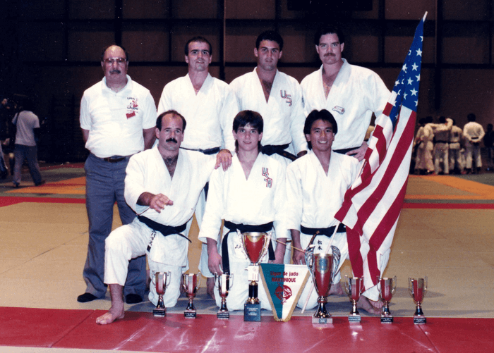 Team USA Martinique Island, back row, team manager Ralph Reyes, Manny Acosta, Rene Capo, Frank Knowland, Front row, Jonny Hobales, Jimmy Pedro, Mickey Matsumoto