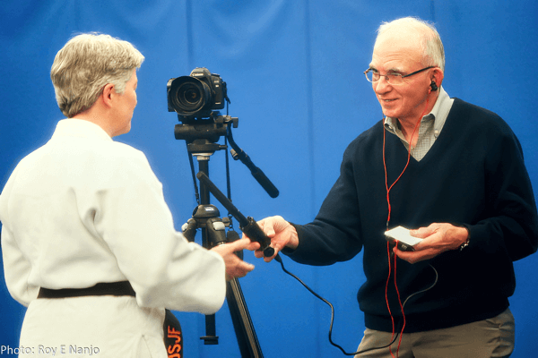 Interviewing Referee clinician Barb Shimizu