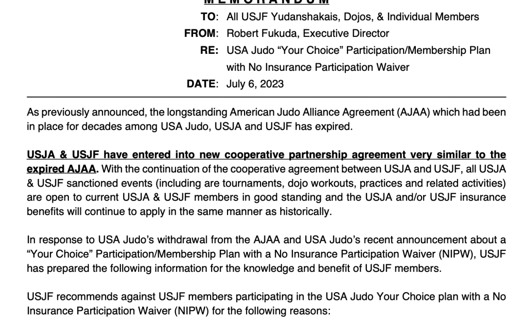 USJF Statement On USAJudo Your Choice