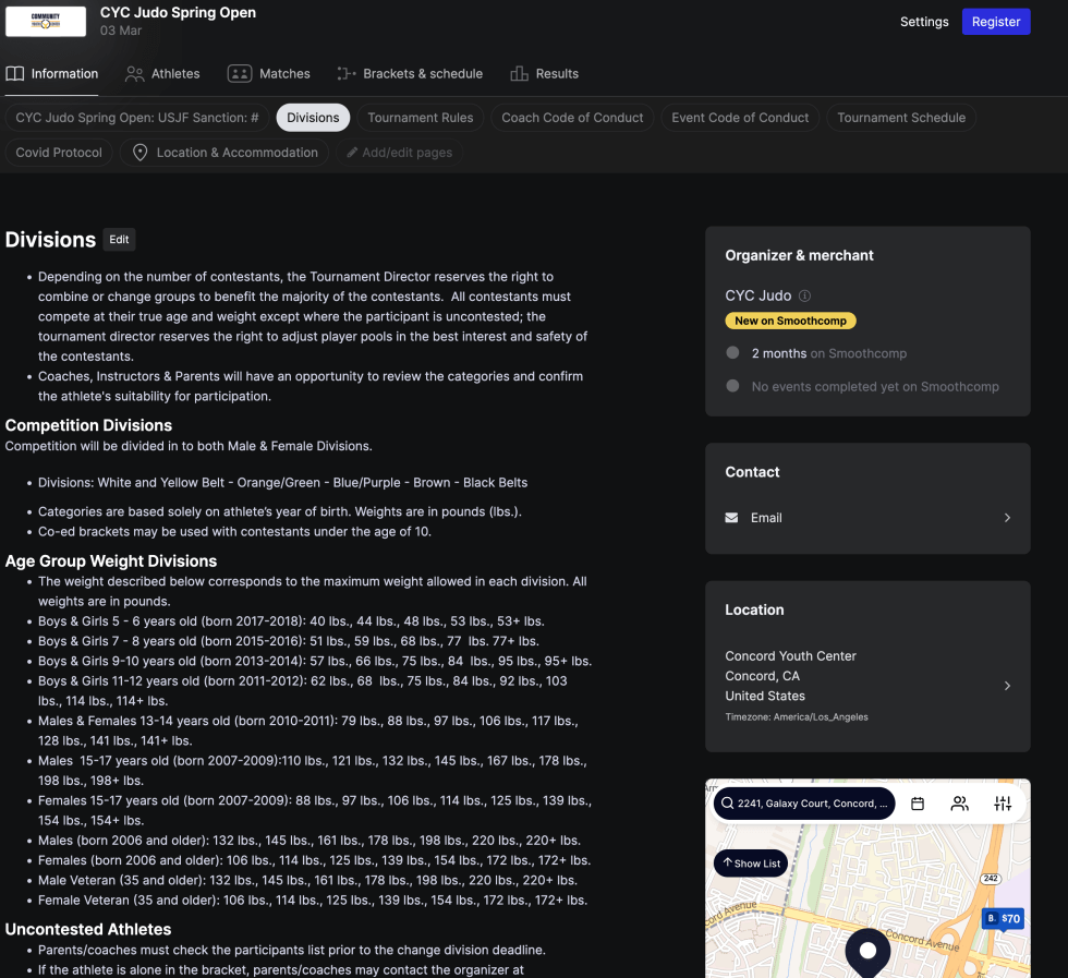 Smoothcomp Competition Templates | United States Judo Federation