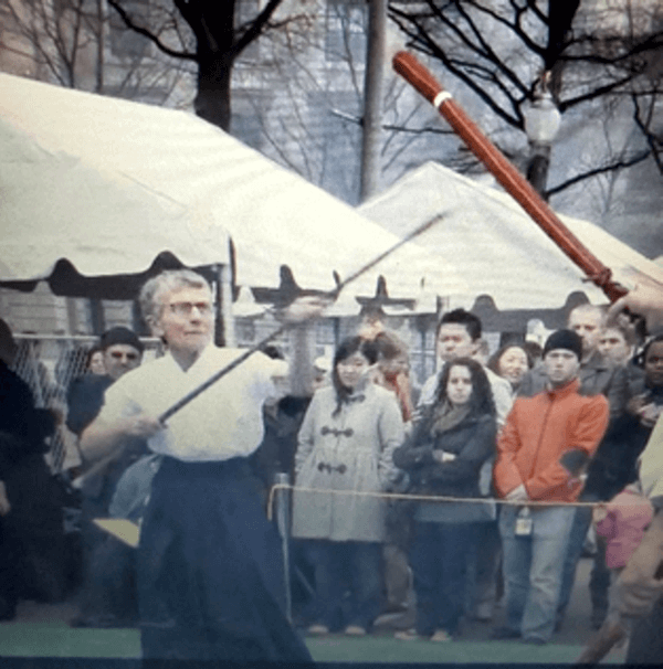 Demonstrating Naginata