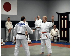 Frances Glaze and Robert Gouthro demonstrating Goshin-jutsu