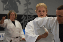 Frances Glaze and Robert Gouthro demonstrating Goshin-jutsu